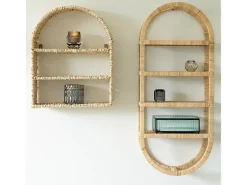 Discount House Nordic Espejo redondo con borde de ratán Ø50 cm Color natural claro