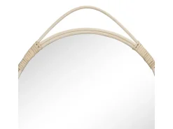 Discount House Nordic Espejo redondo con borde de ratán Ø50 cm Color natural claro