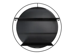 The Home Deco Factory Espejo redondo con estante de hierro 45 cm Negro
