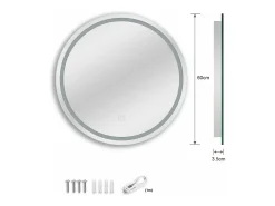 DripeX Espejo^Espejo redondo con iluminación, espejo de baño LED con interruptor táctil, anti-fog, 60 x 60 cm Blanco