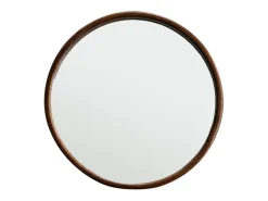 Outlet BERAH GETAH Espejo redondo de madera de mindi maciza con acabado nogal Ø50 cm Marru00f3n
