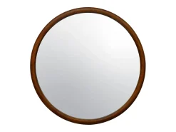 Sweeek Espejo De Pared|Espejo^Espejo redondo de madera de pino decorativo de pared, 60cm nogal Color natural oscuro