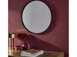 Espejo redondo de metal decorativo de pared, 60cm negro