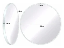 Espejo redondo de pared, espejo HD moderno de 60x60cm en el entorno para decorar, baño, dormitorio, blanco