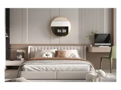 Meublorama Espejo De Pared|Espejo^Espejo redondo RIO con borde – Ø80 cm – Acabado en roble envejecido – Marco grueso – Diseño natural y moderno Marru00f3n