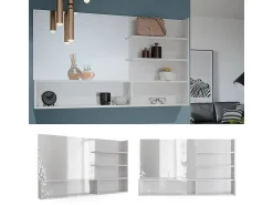 Outlet Vicco Estante con espejo alto brillo 119.8x11x70 Blanco