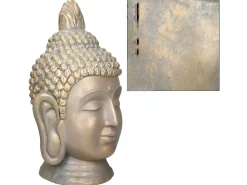 ECD Germany Estatua^Estatua cabeza de Buda 74,5 cm aspecto bronce en poliresina Beige