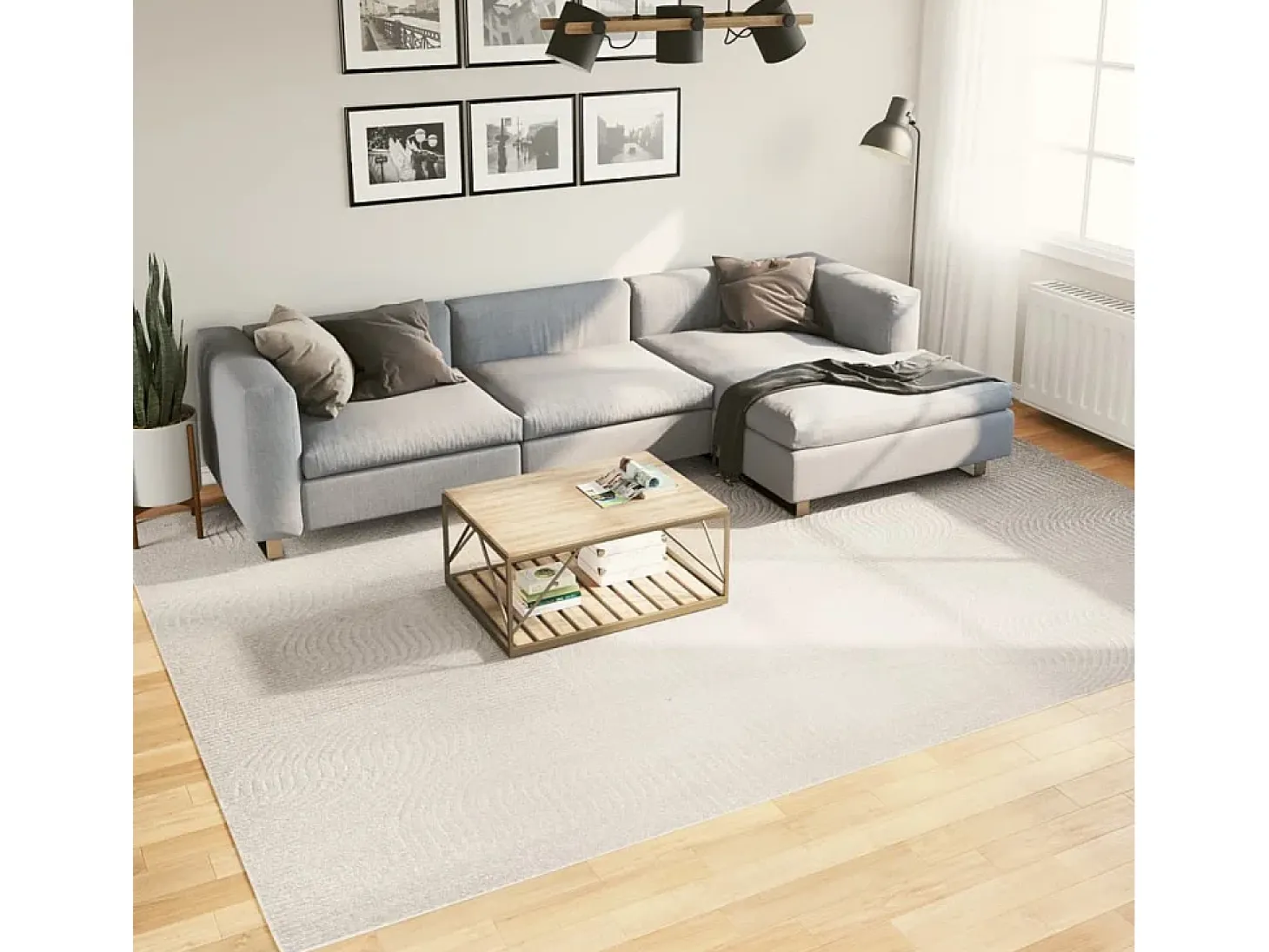 Everlyn Alfombra de pelo corto look escandinavo IZA crema 240x340 cm