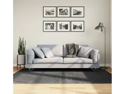 Garden Furniture Alfombra De Salón^Everlyn Alfombra pelo corto look escandinavo IZA antracita 140x200 cm Gris antracita