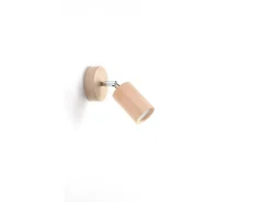 Best Sollux Lighting Faretto singolo da parete in legno naturale GU10 Lámpara de pared con un foco de madera natural GU10 Marru00f3n