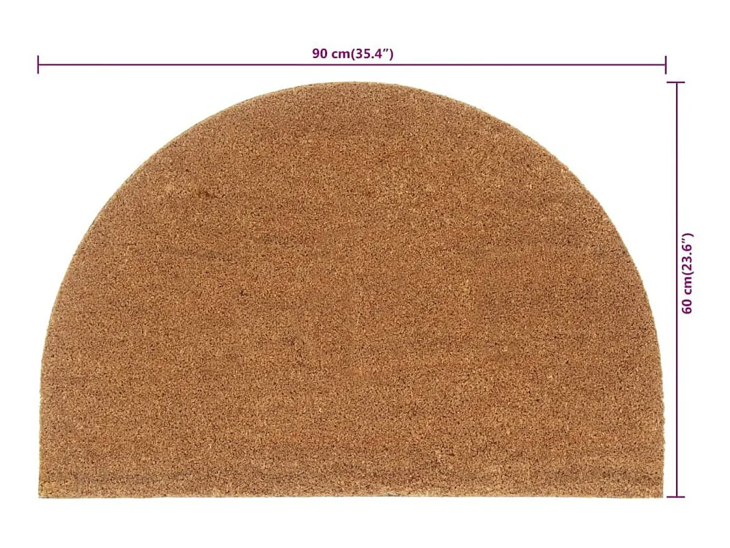 Outlet Felpudo semicircular de fibra de coco natural 60x90 cm ES786191 Marru00f3n