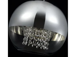 Fermi Lámpara Colgante de Techo Dome Níquel y Cristal, 1 Luz, E27
