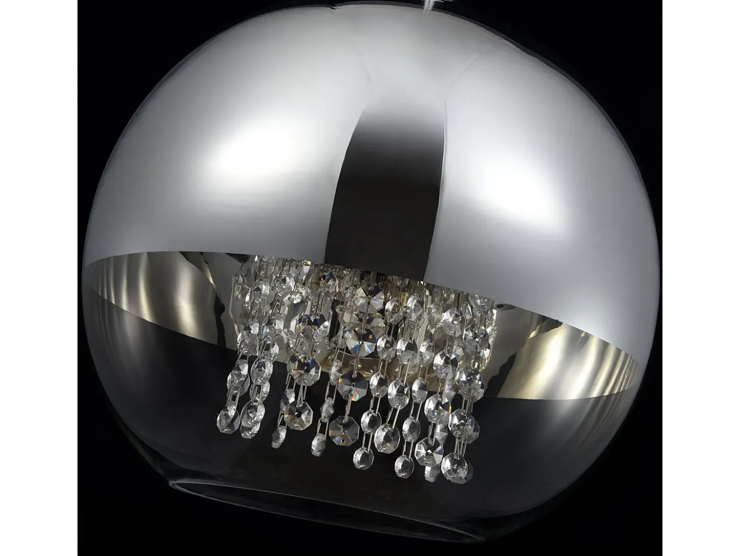 Fermi Lámpara Colgante de Techo Dome Níquel y Cristal, 1 Luz, E27
