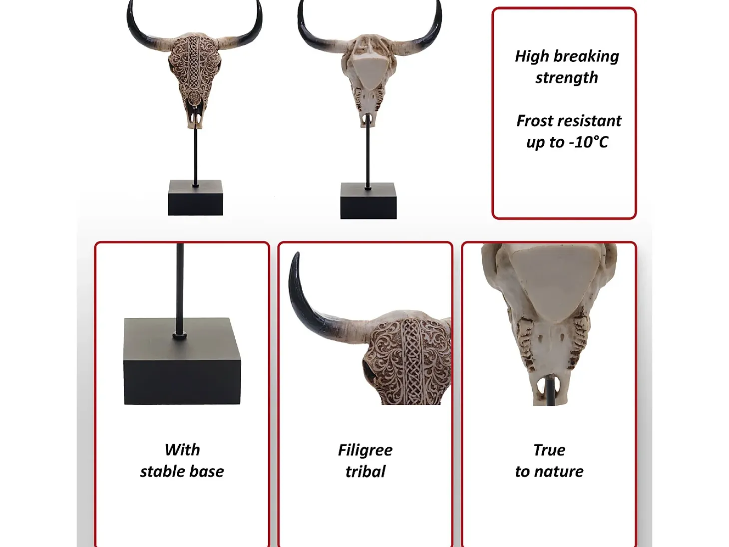 Figura decorativa de pie cráneo de vaca MCW-D30
