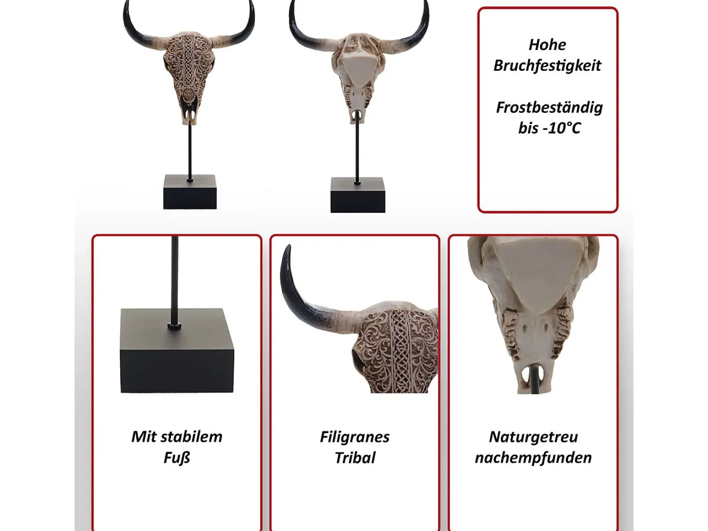 Figura decorativa de pie cráneo de vaca MCW-D30