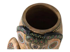 Sale Décoration d'Autrefois Figura elefante de madera de mango pintada a mano Multicolor