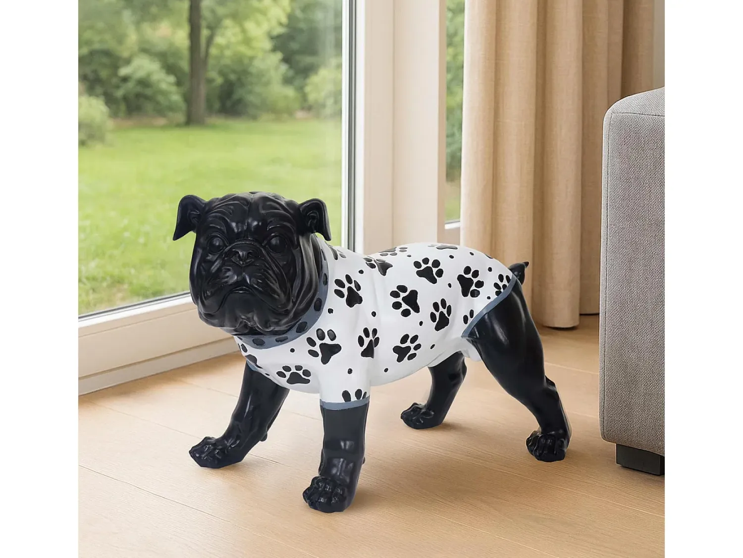 Clearance MCW Figurita decorativa de bulldog Negro