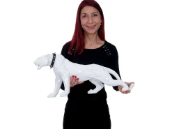 Clearance MCW Figurita decorativa pantera con collar, alto brillo con collar Blanco