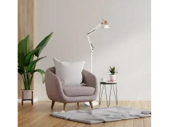 AKUNADECOR Lámpara De Pie^Flexo De Pie Articulable Modelo Rutilo Blanco