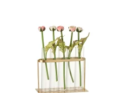 Outlet J-Line Florero 5 tubos metal/cristal oro Alt. 17 cm Cobrizo