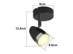 Best NETTLIFE Foco de techo LED , 1 bombilla moderna, 4 W, , blanco cálido, 3000 K, ajustable 350° Negro