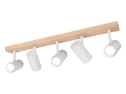 Best NETTLIFE Foco de techo 5 llamas madera blanca vintage GU10 orientable 350° Blanco