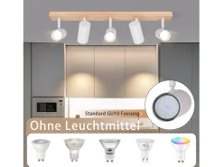 Best NETTLIFE Foco de techo 5 llamas madera blanca vintage GU10 orientable 350° Blanco