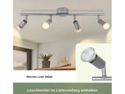 Foco de techo NETTLIFE GU10 de 4 llamas Lámpara de techo moderna para pasillo con bombilla incluida orientable 350°