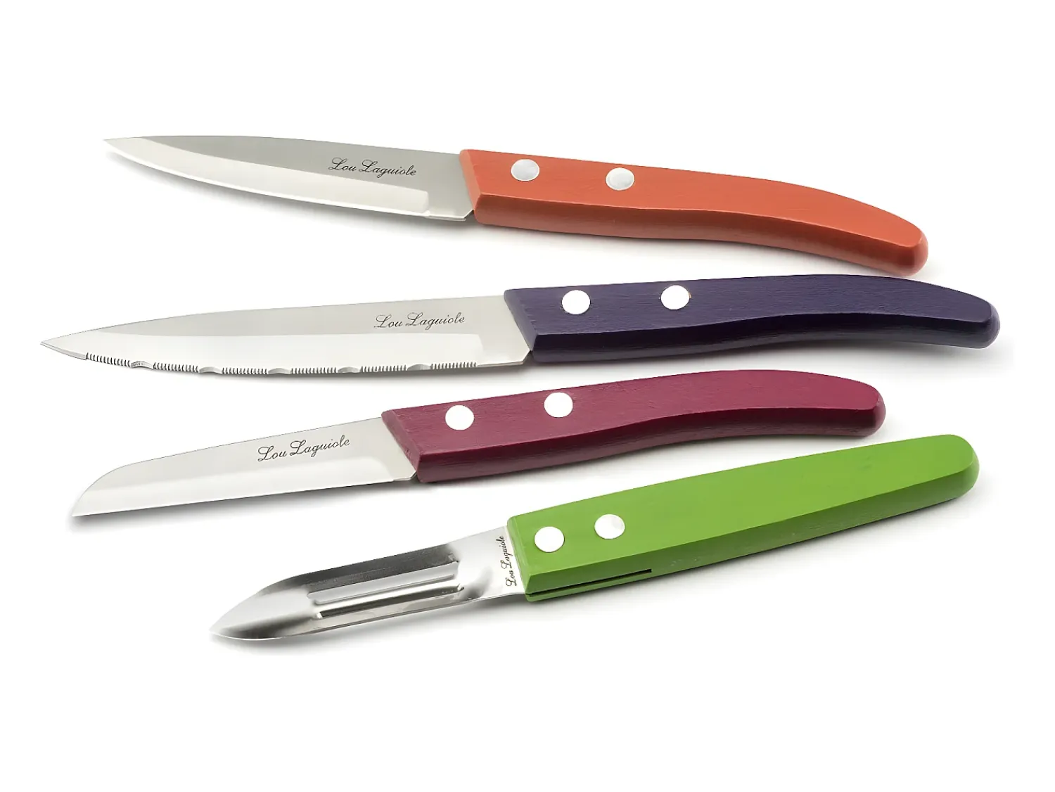 Sale Lou Laguiole Forest - Juego de 4 cuchillo Essentiel " Madera teñida " Color natural oscuro