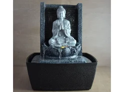 Zen Light Estatua^Fuente de Buda en la Meditación del Nirvana Gris