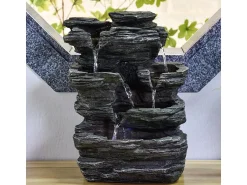 Zen Light Estatua^Fuente de interior Pietra con iluminación LED Marru00f3n