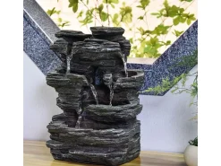 Zen Light Estatua^Fuente de interior Pietra con iluminación LED Marru00f3n