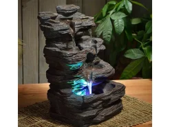 Zen Light Estatua^Fuente de interior Pietra con iluminación LED Marru00f3n