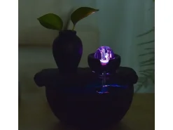 New Zen Arôme Fuente de resina de interior con LED de sílice Negro