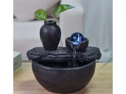 New Zen Arôme Fuente de resina de interior con LED de sílice Negro