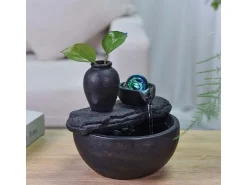 New Zen Arôme Fuente de resina de interior con LED de sílice Negro