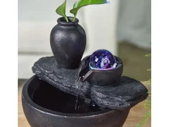 New Zen Arôme Fuente de resina de interior con LED de sílice Negro