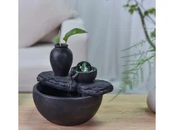 New Zen Arôme Fuente de resina de interior con LED de sílice Negro