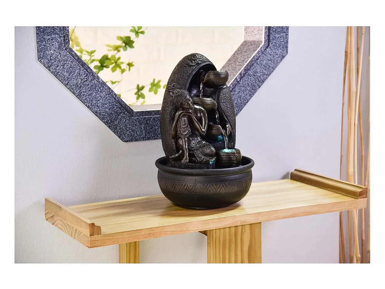 Clearance Zen Light Fuente LED de interior del Buda de Krishna Negro