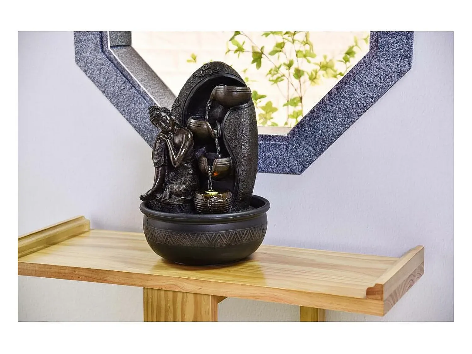 Clearance Zen Light Fuente LED de interior del Buda de Krishna Negro
