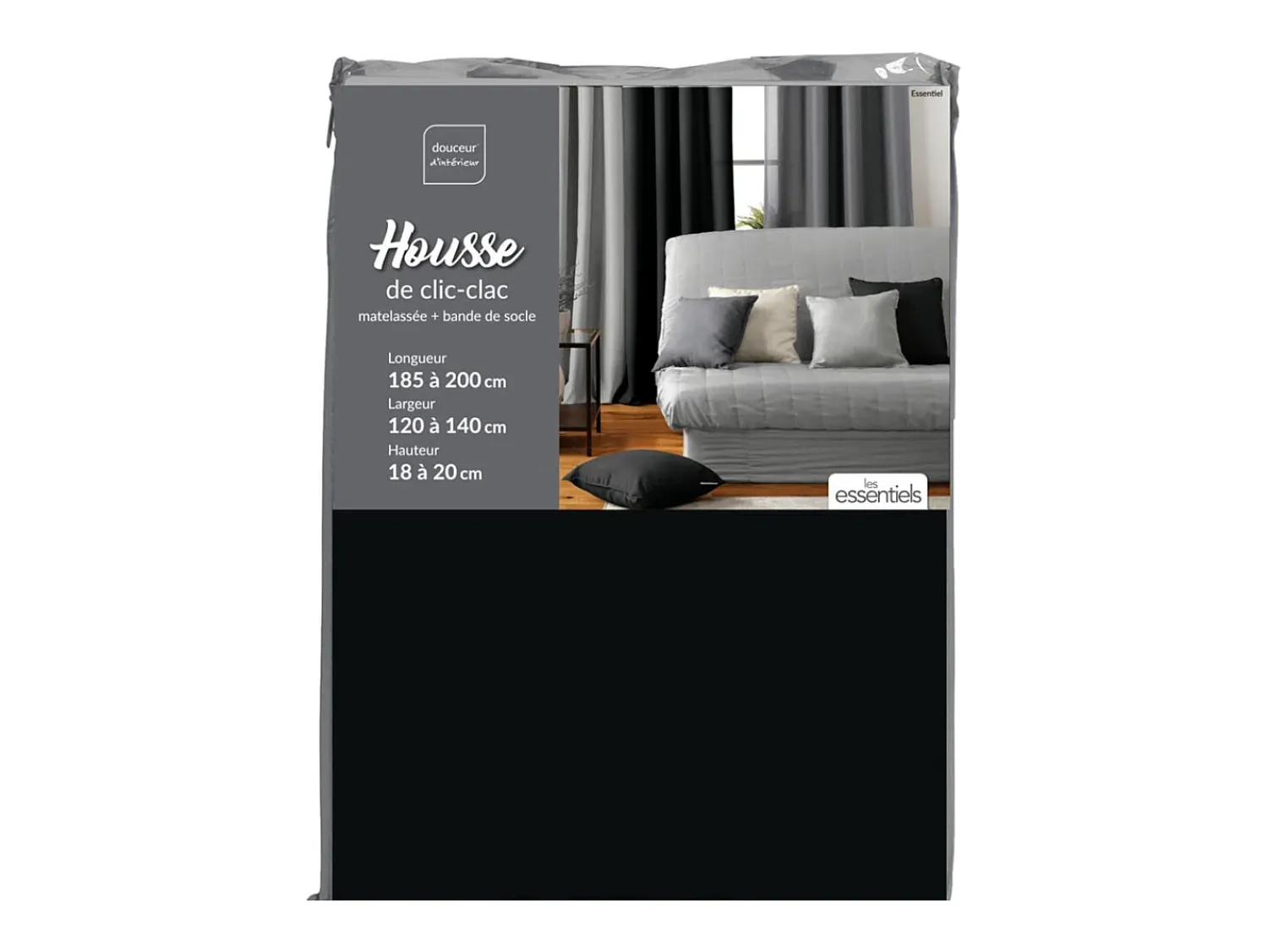 Douceur d'intérieur Ropa De Casa^Funda acolchada para clic-clac 140 x 200 cm Negro