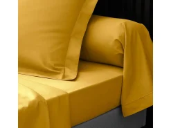 Online Promo Linge Funda de Almohada de Algodón Percal 85x185cm Curry Amarillo