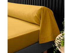 Online Promo Linge Funda de Almohada de Algodón Percal 85x185cm Curry Amarillo