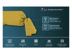 Funda de almohada liso 85x185 cm ZZZ amarillo