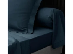 Funda de Almohada "Percaline" 85x185cm Azul Noche de Algodón Percal Certificado Oeko-Tex