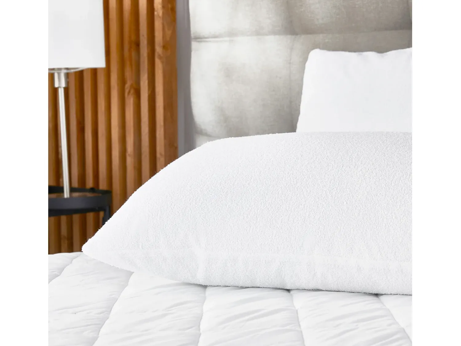 PIKOLIN Ropa De Cama^Funda de Almohada 75x40cm| HOME| Rizo| Aloe Vera| Impermeable Blanco