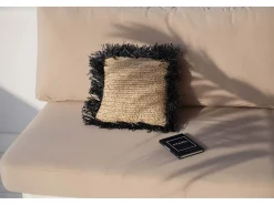 Hot Bazar Bizar Funda De Cojín De Rafia - Negro Natural - 40x40 Multicolor