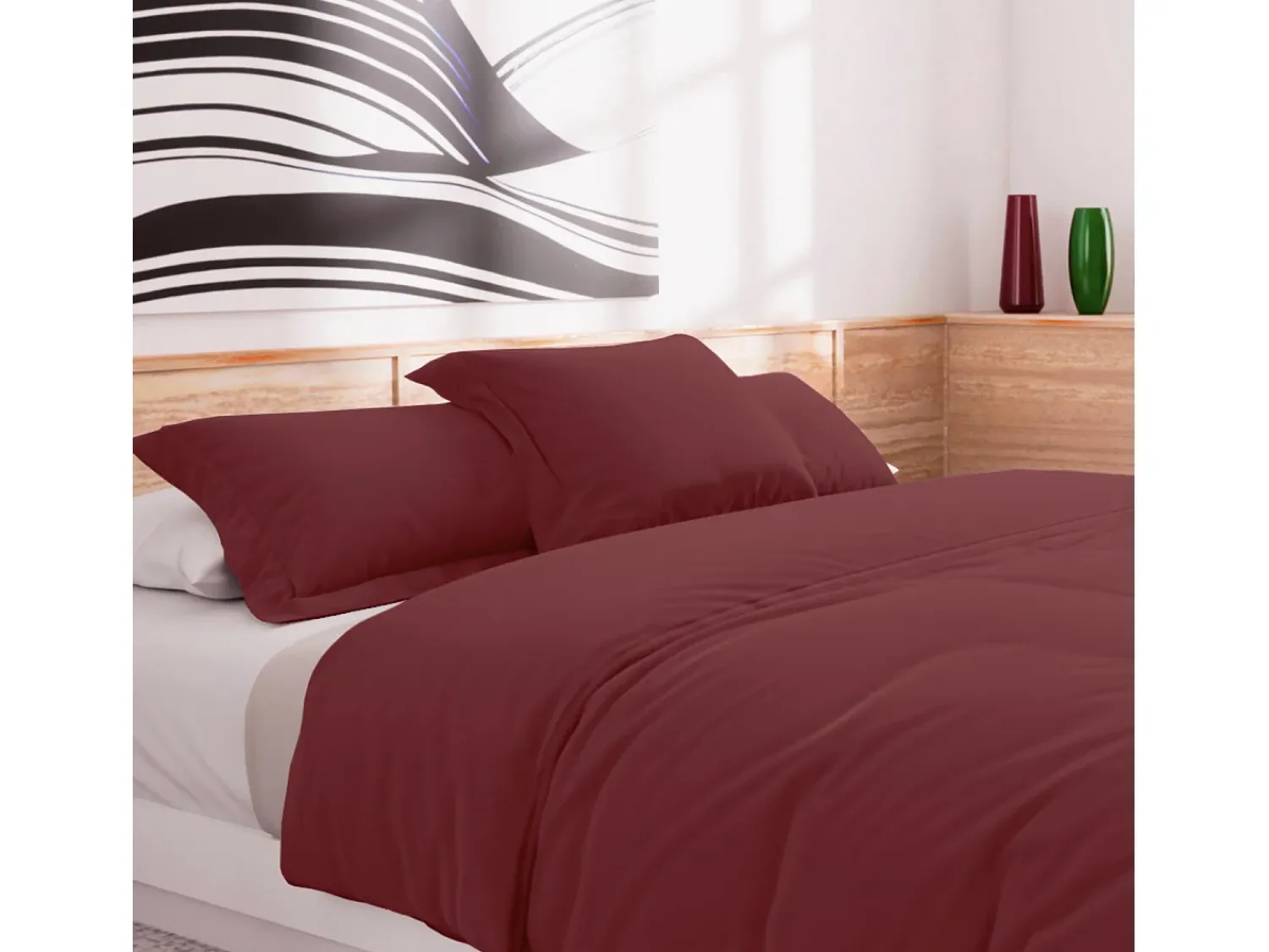 Soleil d'ocre Ropa De Cama^Funda nórdica de algodón de 57 hilos 240x220 cm Ladrillo liso, por Rojo
