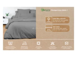 Clearance Soleil d'ocre Funda nórdica de algodón 240x220 cm PERCALE Gris