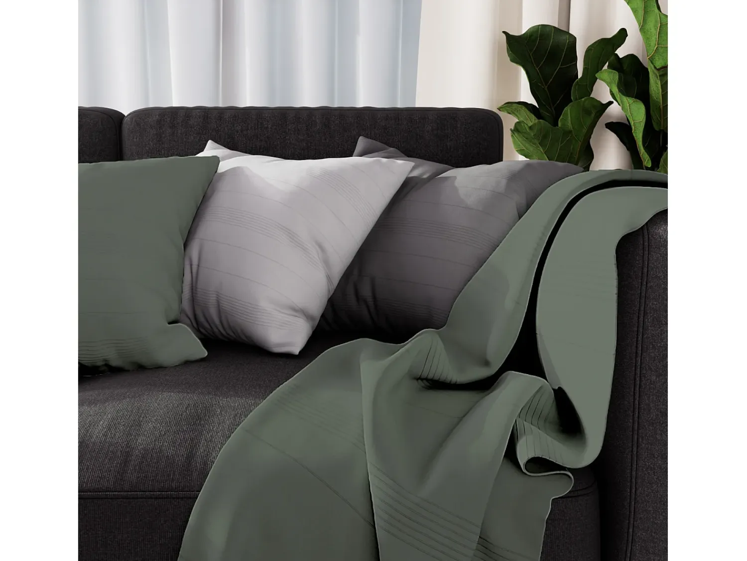 Best Soleil d'ocre Funda para cama o sofá 180x220 cm ADELE caqui, por Verde